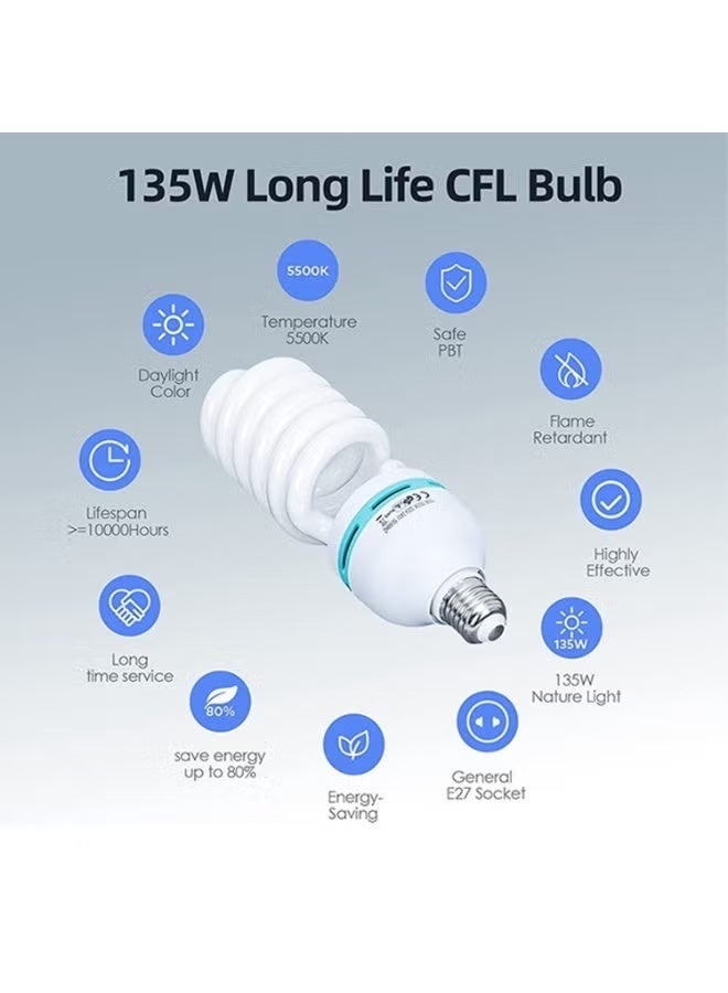 غرانفين طقم إضاءة صندوق التصوير الفوتوغرافي الناعم مع لمبات إضاءة بيضاء بقوة 135 وات وصندوق ضوء وحقيبة حمل لتصوير المنتجات الشخصية - Image 3